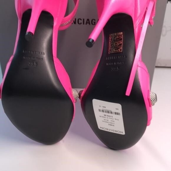 New Authentic Balenciaga Cagole 110mm Stiletto Sandals – Fluorescent Pink 💖✨ - Picture 7 of 10